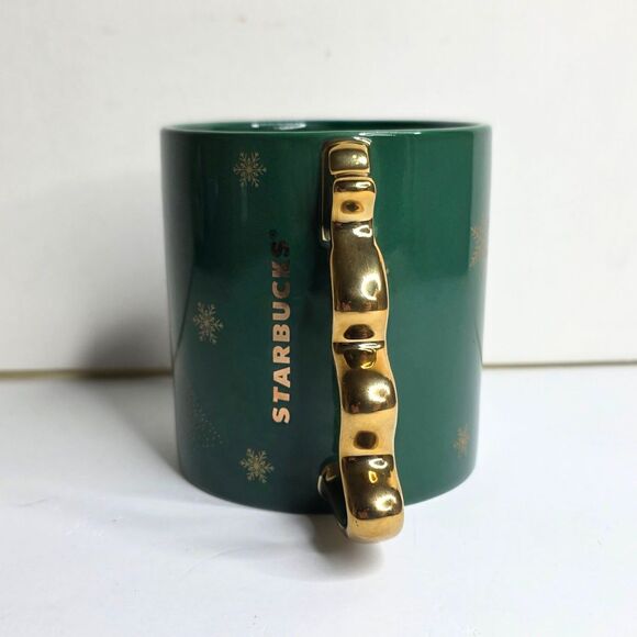 Starbucks Christmas Tree Collectible Holiday Green Gold Handle 2025 Mug - NEW - Picture 2 of 6